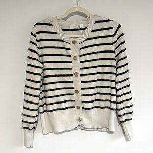 CYRUS striped cardigan with gold buttons